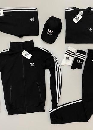 Набор 7в1 adidas: кофта-брюки-футболка-шорты-кепка-носки 2 пары унисекс высокое качество