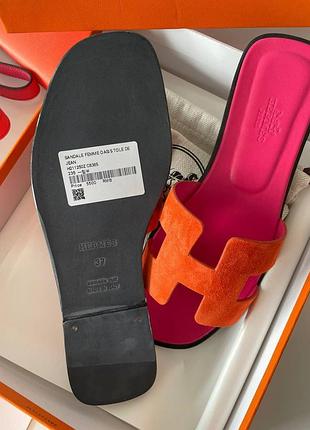 Кожаные розовые шлепанцы в стиле hermes oran pink rose шлепки кожа коза шлепки