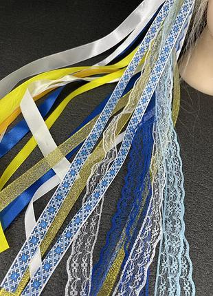 Вінок віночок на голову з колосками пшениці колосків синій з волошками ромашками білий...