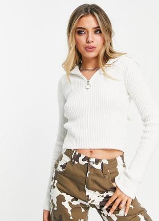 Светер bershka polo collar zip up