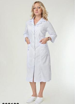 Халат медицинский, р.48-66, белый, батист/хлопок, женский, спецодежды, 892132