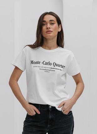 Жіноча футболка з принтом monte-carlo quarter молочна