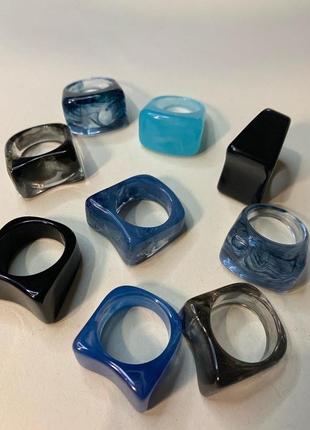 Набір каблучок з епоксидної смоли блакитні кільця з акрілу8 фото