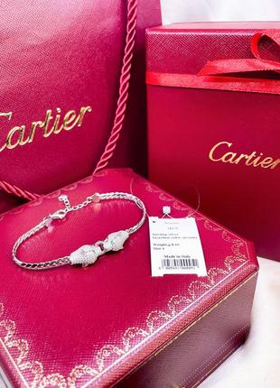 Серебряный браслет картье cartier леопард леопарды цепь цепочка плетение камни классика стильное тренд серебро проба 925 новое с биркой