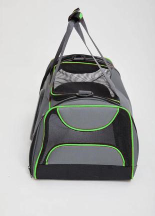 Сумка переноска для кошек и собак 51x28x26 см cosmopet cp-01 (l) grey-green7 фото
