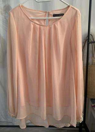 Рожева ніжна блуза з перлинами від atmosphere