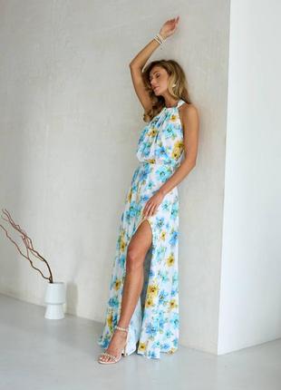 Сукня довга легка ніжна, бавовна, квітковий принт8 фото