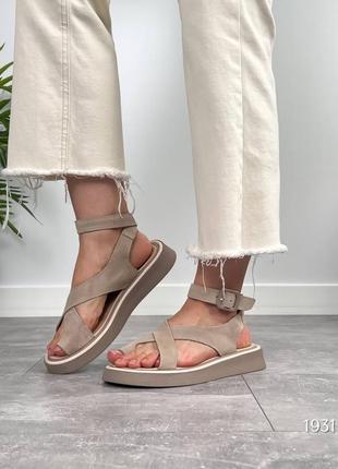 Босоніжки step, беж, натуральна шкіра