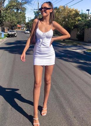 Летний сарафан на затяжках в рубчик