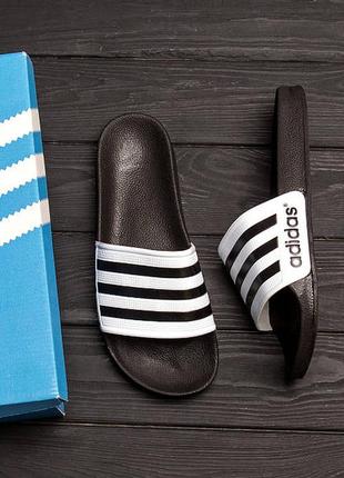 Чоловічі шкіряні літні шльопанці адідас adidas white