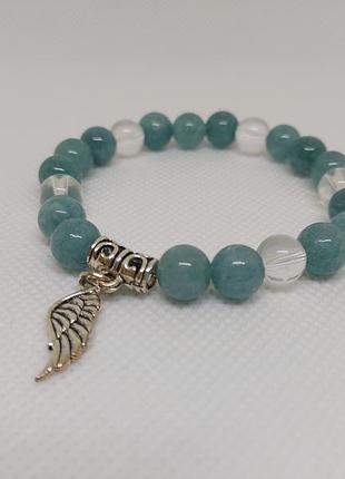 Браслет з аквамарину та кришталю