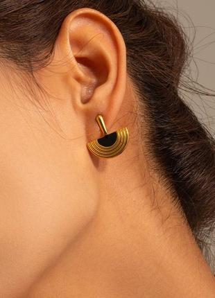 Тренд стильні золотисті медична сталь позолота 18к сережки кульчики пусети