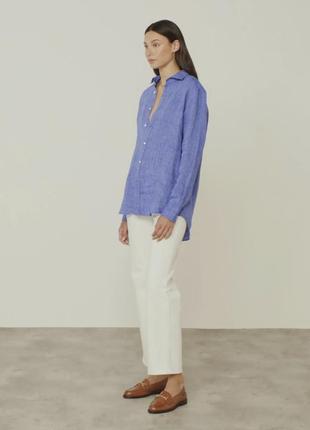 Синя лляна сорочка голуба лляна сорочка рубашка 100% льон pure linen голубая рубашка льняная рубашка базовая рубашка