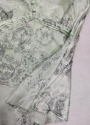 Шелковая мятная блузка кофточка декольте5 фото