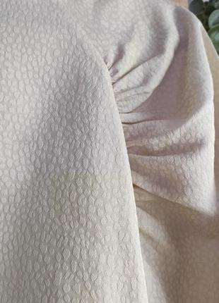 H&amp;m легкая блуза с объемными рукавами, блузка бежевая со стойкой8 фото