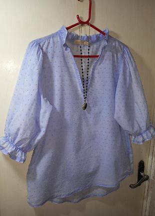 Italy,натуральная-100% хлопок,блузка бохо с пышным рукавом,удлинённой спинкой,италия