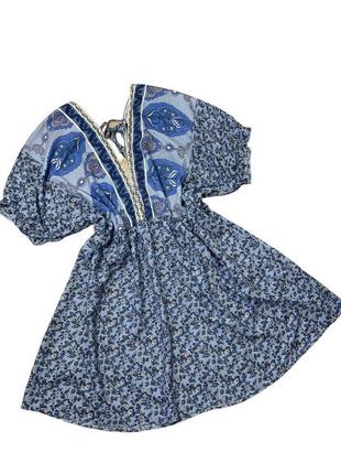 Платье голубое синее бохо летнее пляжное