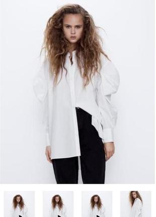 Белая хлопковая рубашка zara