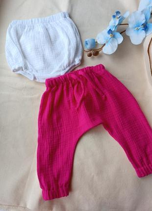 Блумери муслін штани для новонароджених мусліновий одяг джогери муслінові