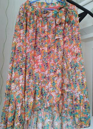 Юбка летняя с цветочным принтом