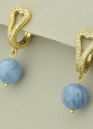 Серьги  морганит  (позолота 18к (лимонная))