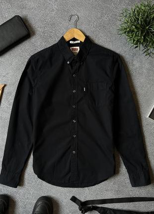 Мужская базовая черная классическая рубашка с длинным рукавом levi's slim fit оригинал размер s
