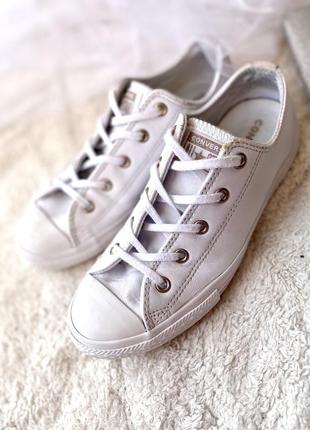 Converse all star limited edition кожаные белые кеды