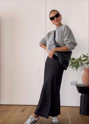 Атласная шелковая сатиновая макси миди юбка в стиле zara