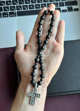 Подвеска в машину на зеркало с крестом крест в авто на бусах