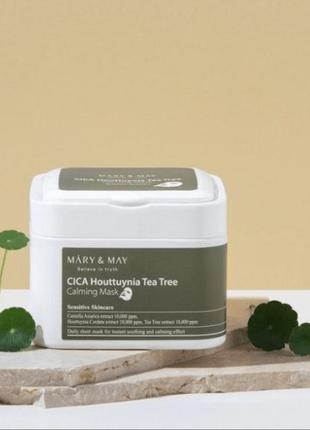 Тканинні маски з екстрактом чайного дерева mary&may cica houttuynia tea tree calming mask 30 шт