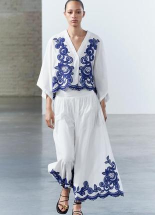 Блуза zw collection із контрастною вишивкою