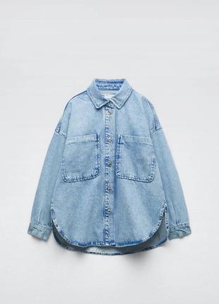 Джинсовая рубашка оверсайз zara