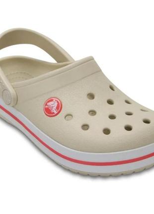 Кроксы сабо для девочек crocband kids stucco/melone бежевые