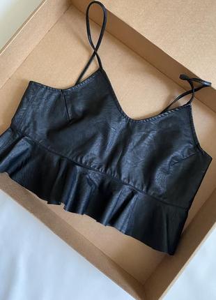 Топ zara кожаный