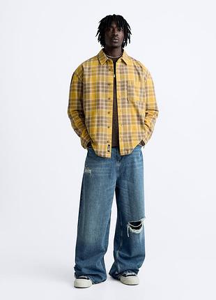 Оверсайз рубашка в клетку zara