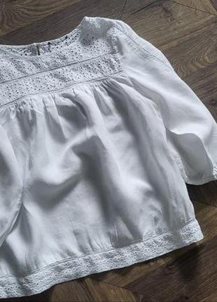 Біла лляна блузка m&s льон, прошва розмір l-xl