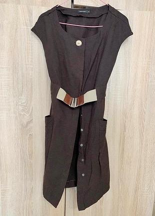 Льняное платье с ремнем