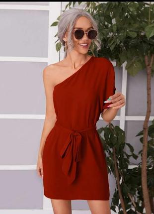10/30/s river island, вискоза, туніка на одне плече цегляного кольору, віскоза