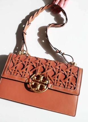 Сумка tory burch коричневая натуральная кожа