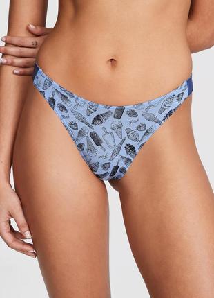 Трусики бразильяна  victorias secret pink  logo cotton high-leg thong panty оригінал6 фото
