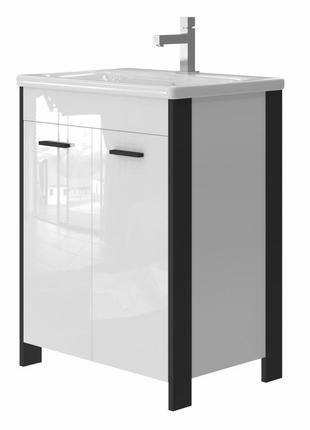 Тумба для ванной juventa brooklyn br-65 с умывальником soft-65 бело-черная