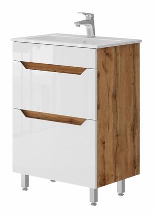Тумба напольная 60 см juventa neo-60 дуб вотан с умывальником sanovit practico-60