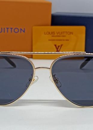 Окуляри в стилі louis vuitton краплі чоловічі чорні в золотому металі на флексах2 фото