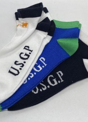 Шкарпетки чоловічі livergy u.s.grand polo equipment &apparel 43-46 3 шт.1 фото