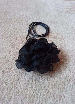 Чокер, квітка на довгому шнурку, мотузці, тонка стрічка5 фото