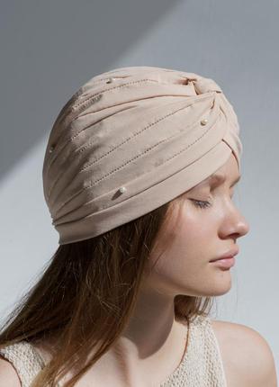 Чалма женская летняя из стрейч хлопка с натуральными жемчужинами d.hats
