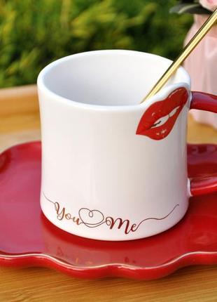 Чашка с блюдцем "love", 250 ml