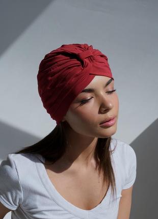 Шапка чалма тюрбан женская летняя из стрейч хлопка d.hats бордовый