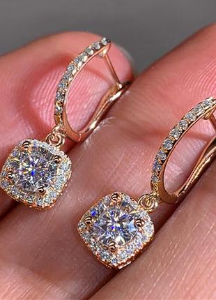 Серьги богемия цвет розовое золото