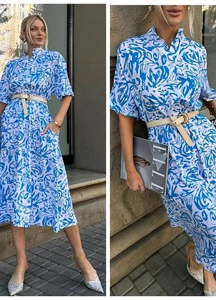 Женское летнее платье с карманами из софта